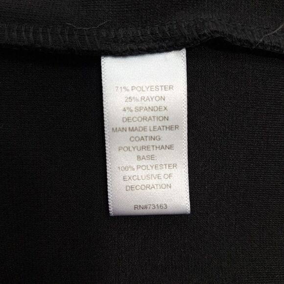 Spense Black Sleeveless Sheath Dress Faux Leather Piping & Hemline Sz 10 - Picture 7 of 11